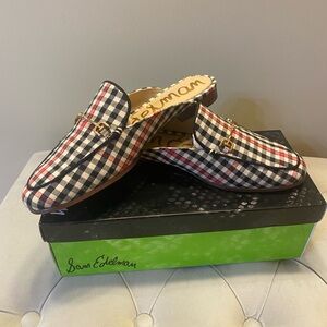 SAM EDELMAN Linnie Mule Plaid Bit Loafer Sz 8M